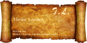 Törös Lóránt névjegykártya
